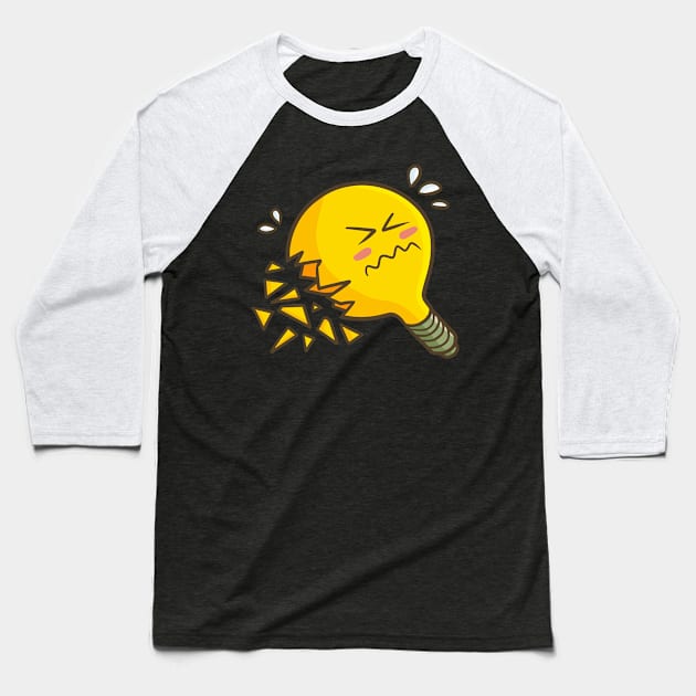 Funny broken light bulb Baseball T-Shirt by Jocularity Art